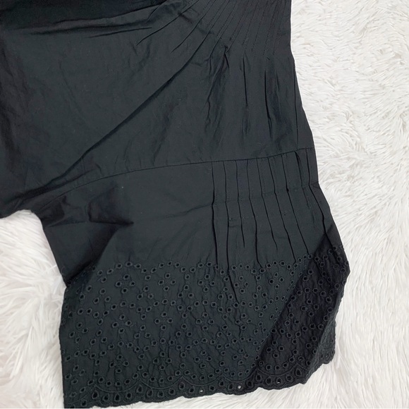 J Crew short sleeve Jolie dress in eyelet cotton poplin button front in black - Picture 10 of 11